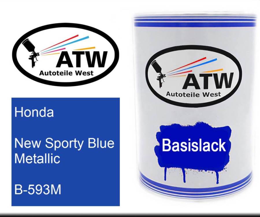 Honda, New Sporty Blue Metallic, B-593M: 500ml Lackdose, von ATW Autoteile West.